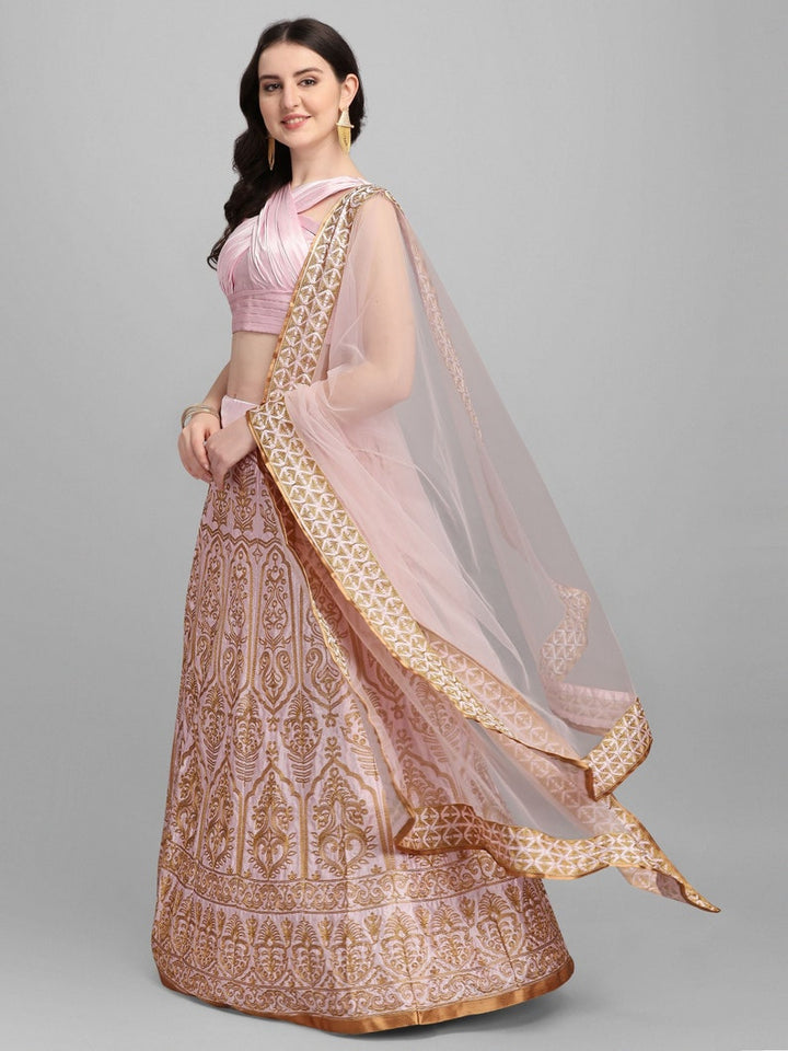 Baby Pink Cotton Candy Heavy Embroidery Chain work Lehenga Choli With Soft Net Dupatta Indian trendz mumbai style party wear  - INSPIRED