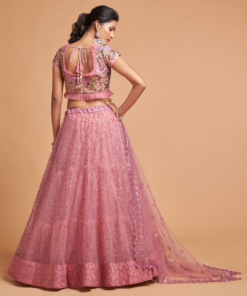 Designer Blush Pink lehenga choli with Zari and Multiple Sequence Embroidery Work for woman party wear lehenga choli with dupatta  - INSPIRED