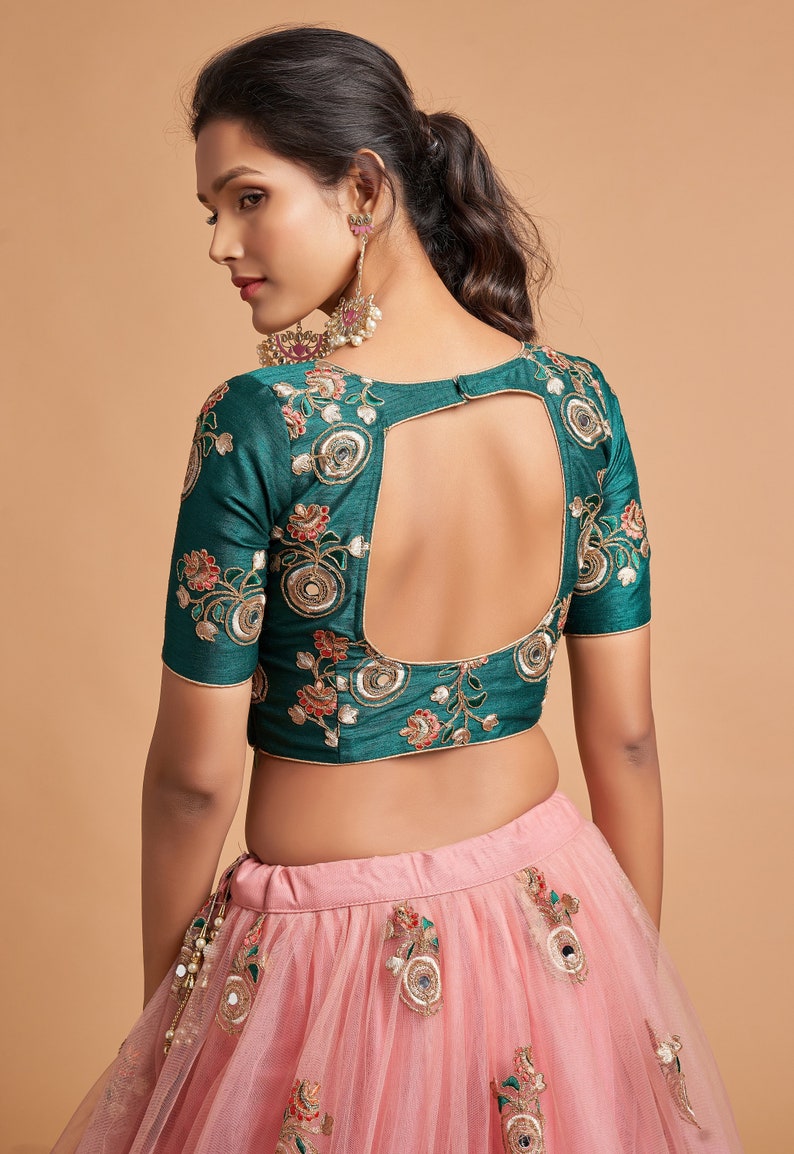 Designer Peach lehenga choli with Zari and Multiple Sequence Embroidery Work for woman party wear lehenga choli with dupatta  - INSPIRED