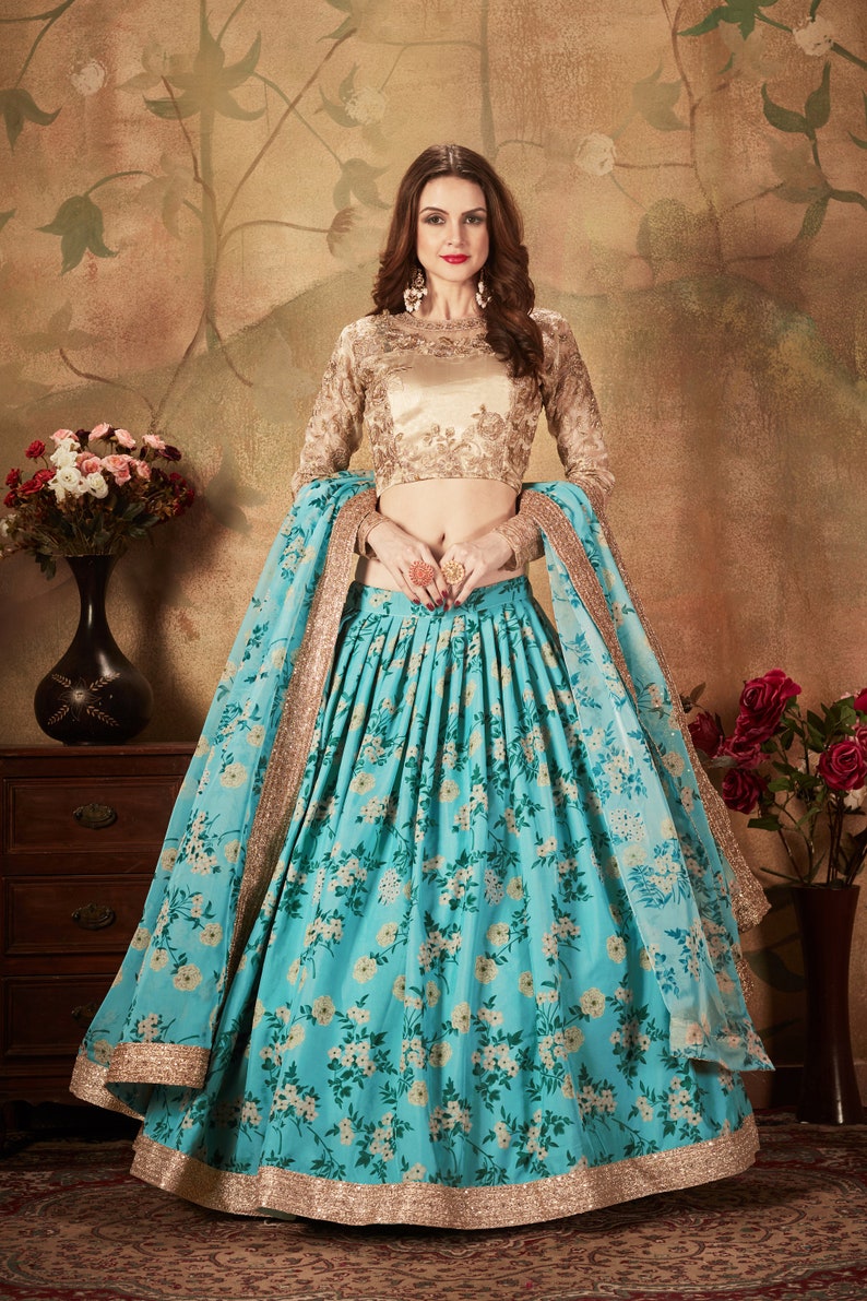 Designer floral Lehenga Choli with high quality embroidery work Wedding lehenga choli party wear lehenga choli Indian Women lehengas  - INSPIRED