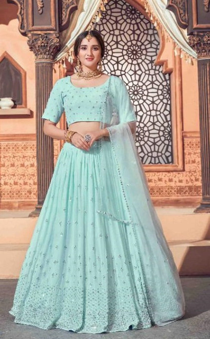 designer bollywood style lehenga choli for women with high quality embroidery work wedding wear party wear, lehenga choli  - INSPIRED