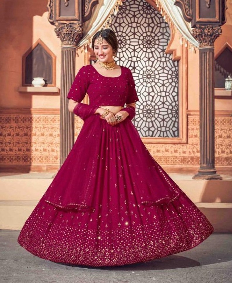 designer bollywood style lehenga choli for women with high quality embroidery work wedding wear party wear, lehenga choli  - INSPIRED