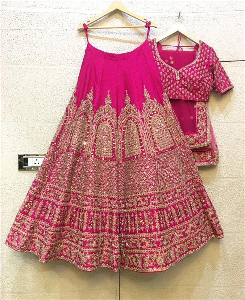 Designer Pink Embroidered Lehenga Choli, Wedding Lehenga Choli with fancy designer Blouse & nett dupatta, ready to wear for girl  - INSPIRED