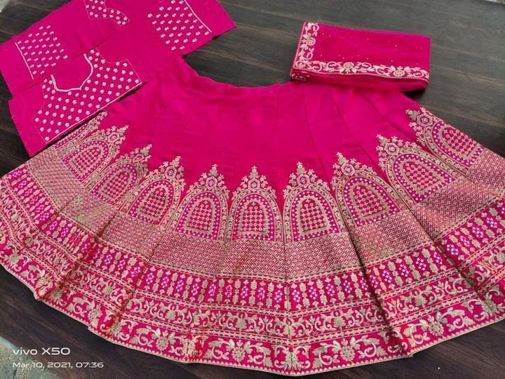 Designer Pink Embroidered Lehenga Choli, Wedding Lehenga Choli with fancy designer Blouse & nett dupatta, ready to wear for girl  - INSPIRED