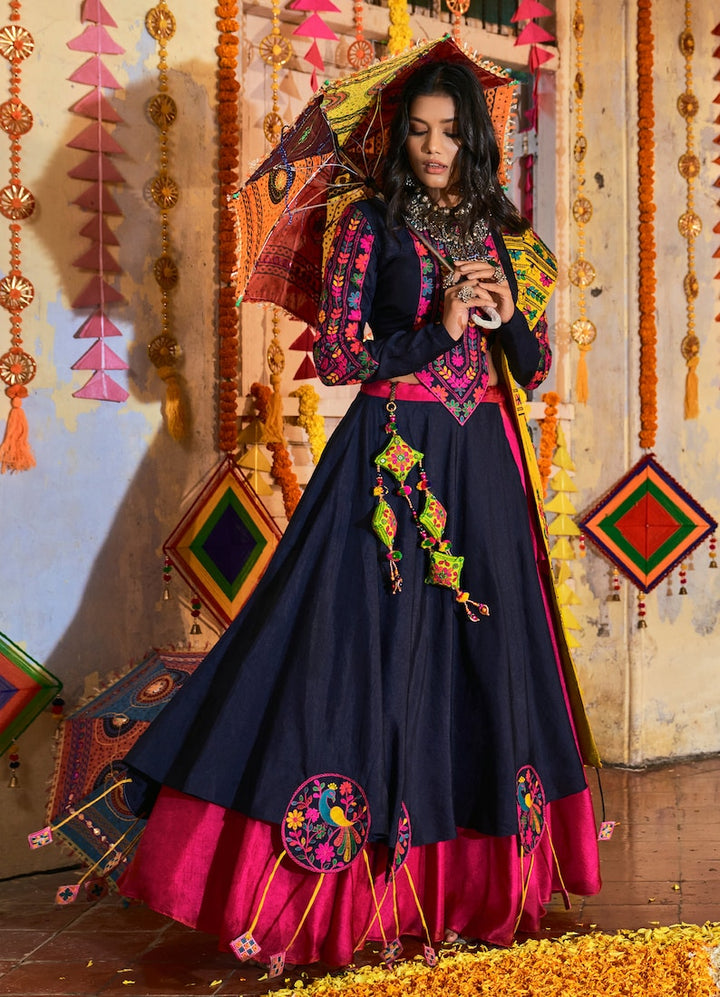 Navratri Special Designer Ghagra Choli style Lehenga top for woman Style for Gujarati Garba and Musical Event of Wedding lehenga for girl  - INSPIRED