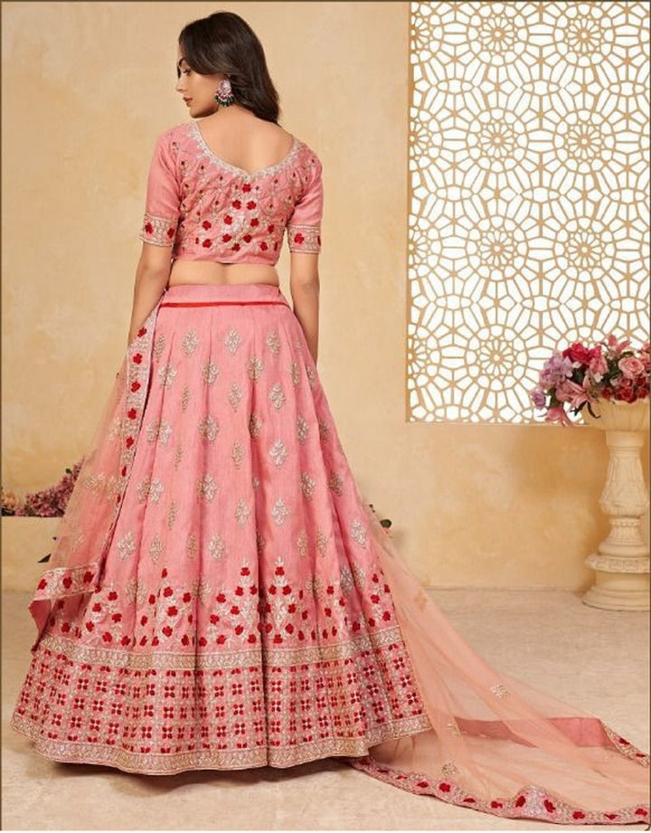 Designer Pink lehenga choli with Zari and Multiple Sequence Embroidery Work for woman party wear lehenga choli with dupatta  - INSPIRED