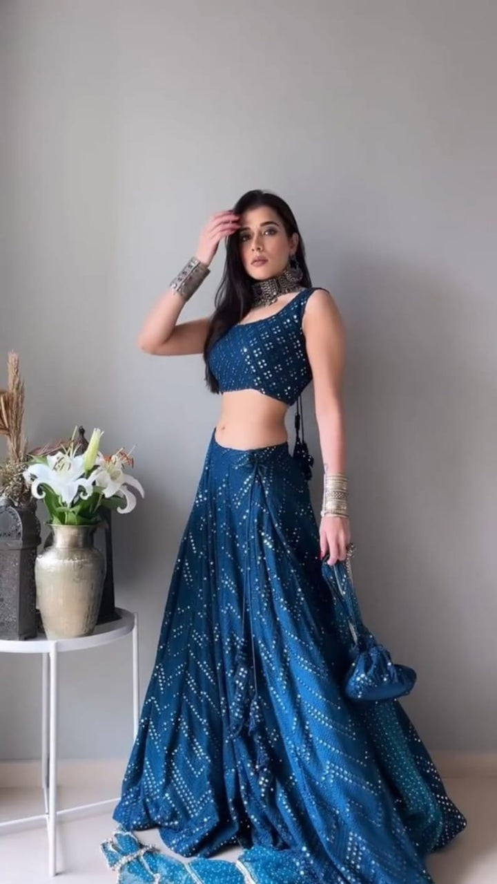 bollywood Designer Blue Embroidery Sequence Work Wedding lehenga choli, party wear lehenga choli for Women lehenga for girl  - INSPIRED