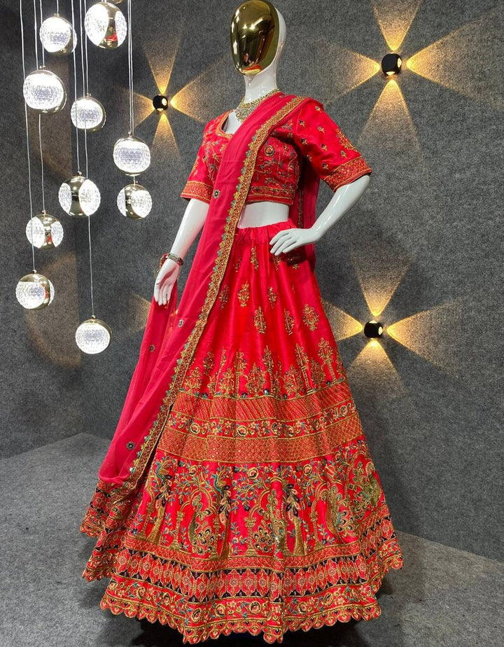 Red Sabyasachi Designer Lehenga Choli  embroidery work Wedding lehenga choli party wear lehenga choli for Women ready to wear dress  - INSPIRED