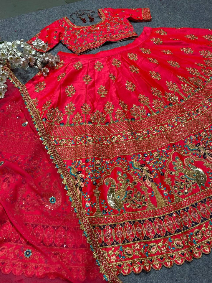 Red Sabyasachi Designer Lehenga Choli  embroidery work Wedding lehenga choli party wear lehenga choli for Women ready to wear dress  - INSPIRED