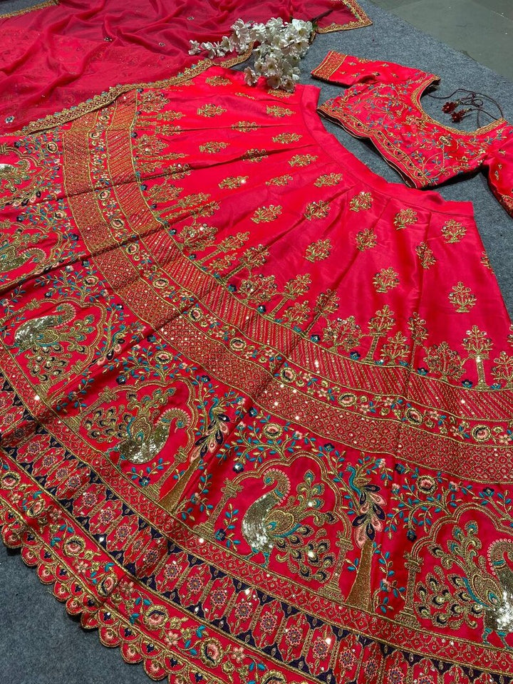 Red Sabyasachi Designer Lehenga Choli  embroidery work Wedding lehenga choli party wear lehenga choli for Women ready to wear dress  - INSPIRED