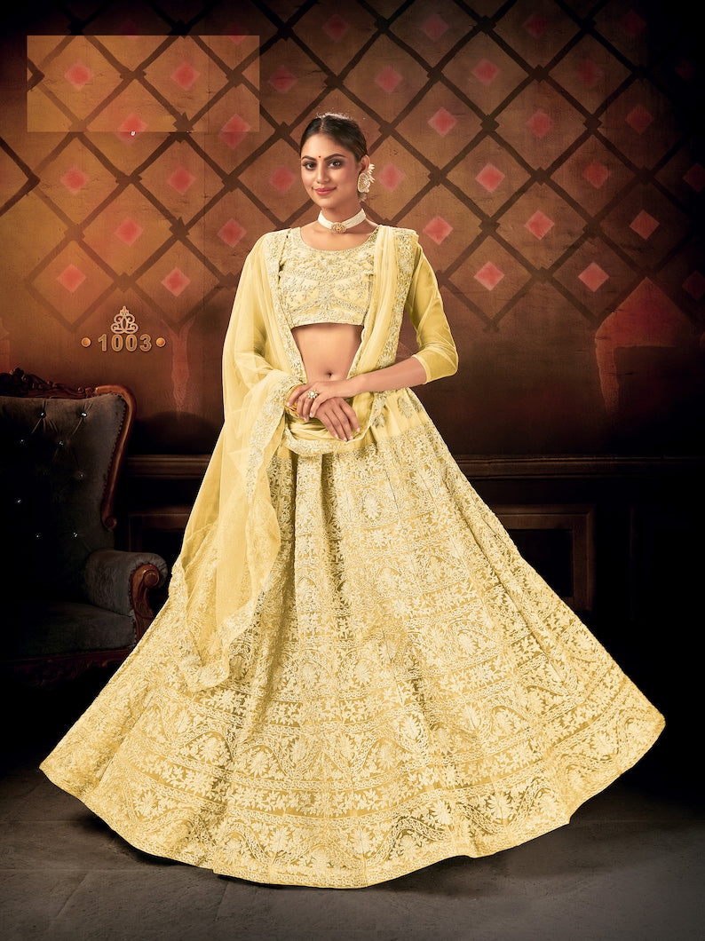 Designer lehenga choli with Multiple Sequence Embroidery Work for woman party wear lehenga choli with dupatta for woman wedding wear  - INSPIRED