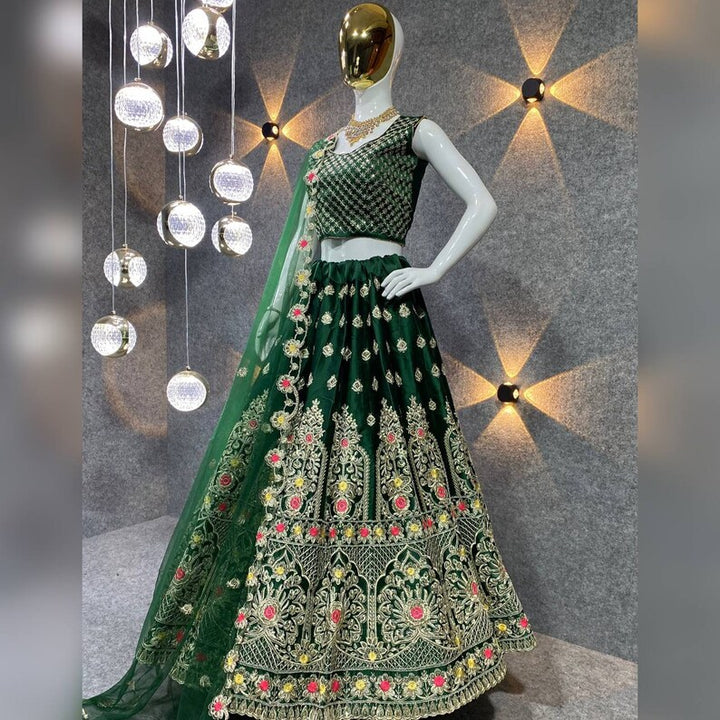 Designer Wedding Wear Embroidery Work lehenga Choli with Net Dupatta Indian Women,bollywood style gift item of wedding wear for girl  - INSPIRED