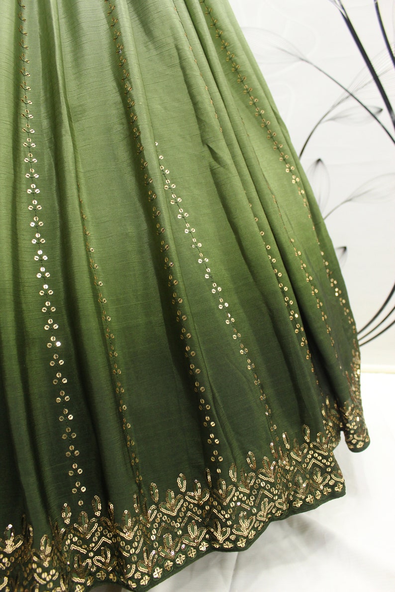 Sabyasachi Style Pista Green-Olive Lehenga with Embroidered sequence work Wedding lehenga choli  for party wear lehenga choli for Women  - INSPIRED