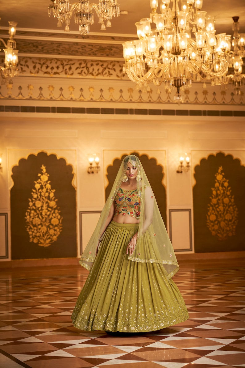 Sabyasachi Designer Lehenga Choli With High Quality Heavy Chine sequence Work Wedding buy lehenga ,party wear lehenga choli For Women