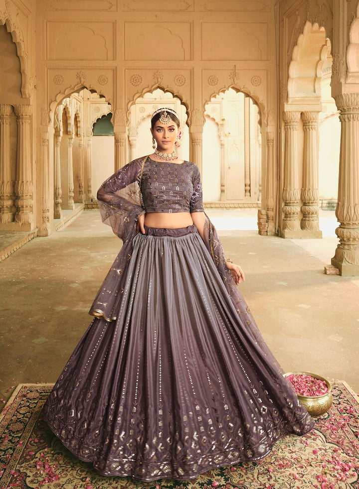 Sabyasachi Style Durty Purple Lehenga Choli with Embroidered sequence work Wedding lehenga choli  for party wear lehenga choli for Women  - INSPIRED