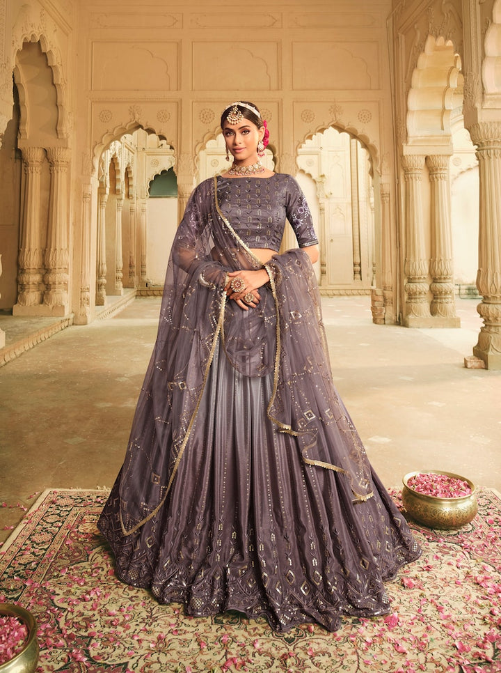 Sabyasachi Style Durty Purple Lehenga Choli with Embroidered sequence work Wedding lehenga choli  for party wear lehenga choli for Women  - INSPIRED