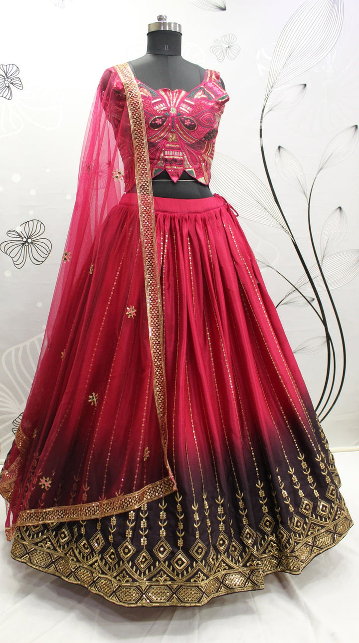 Sabyasachi Style Deep Pink-Purple Lehenga Choli with Embroidered sequence work Wedding lehenga choli  for party wear lehenga choli for Women  - INSPIRED