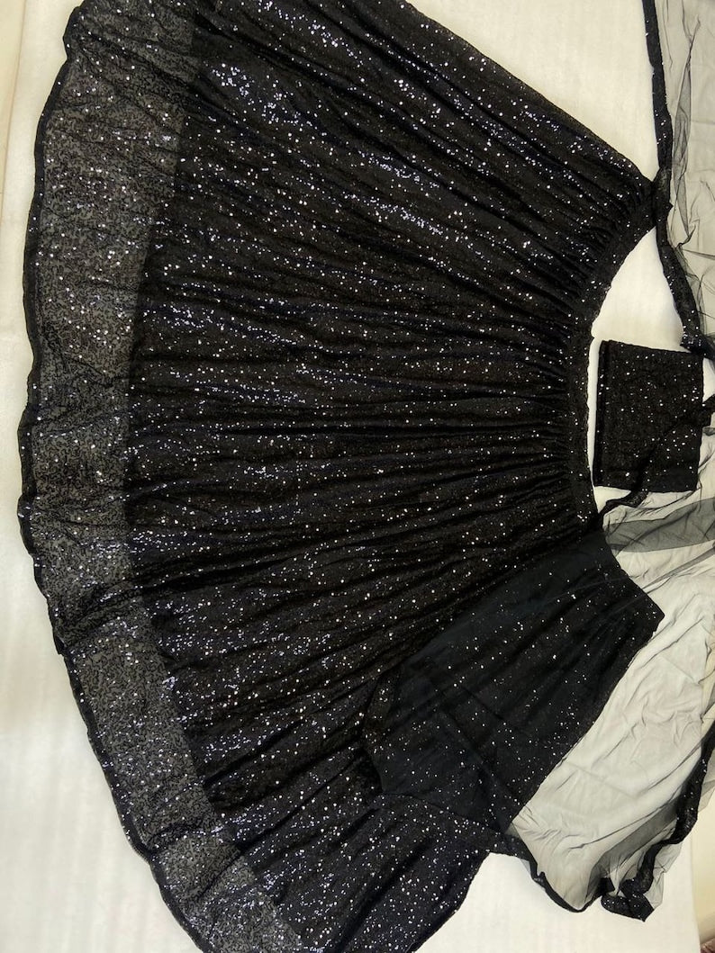 Black Party Wear emblished with Overall sequins work lehenga choli with soft net dupatta Indian style wear for wedding and event of wedding  - INSPIRED