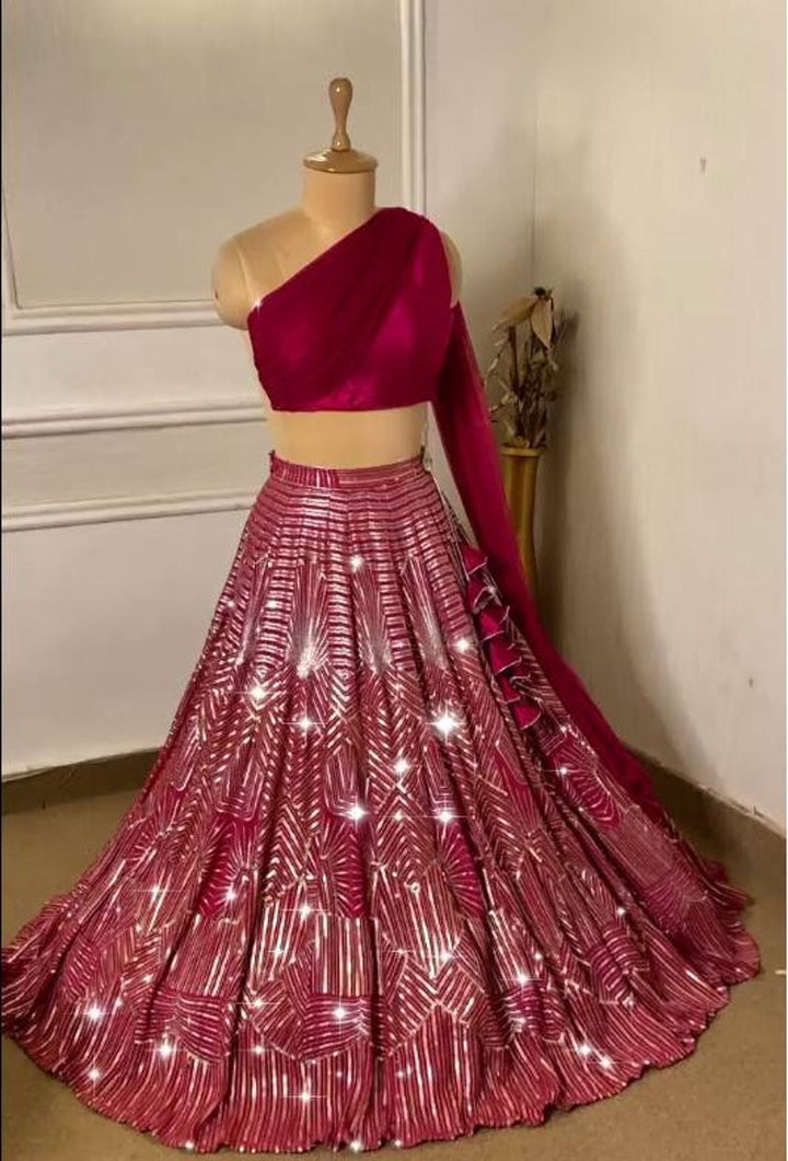 Red Designer sabyasachi style Embroidery Sequins Work party wear Lehenga choli ,bollywood style party trend for indian women custom made  - INSPIRED