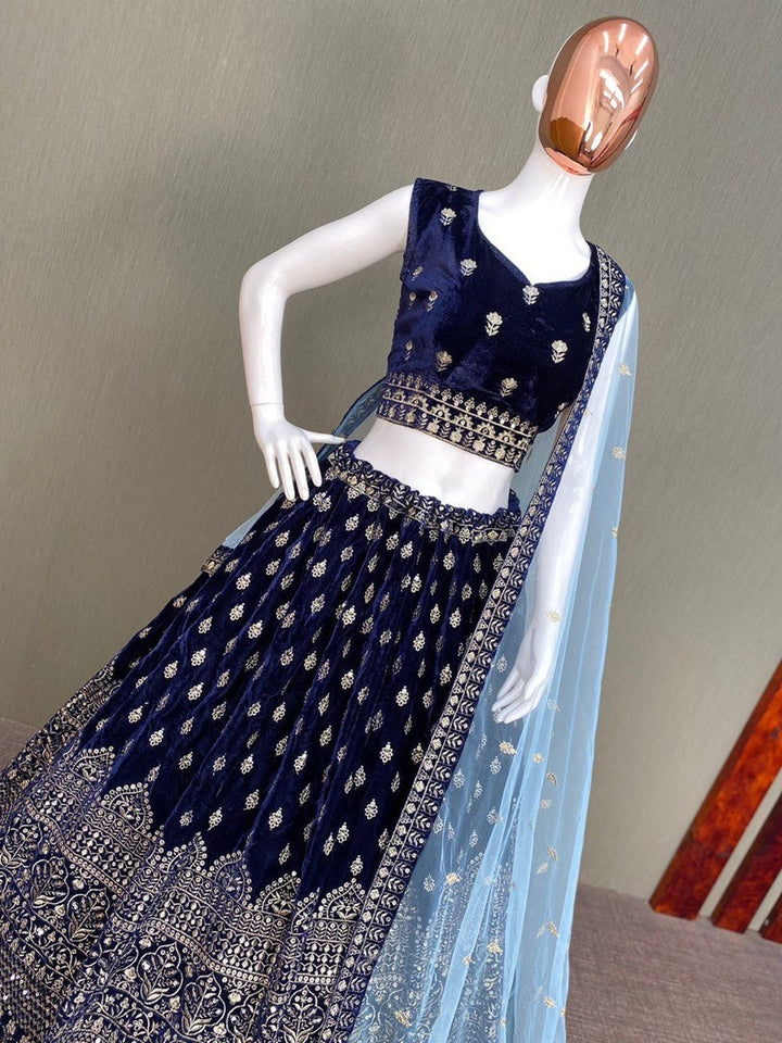 Blue Designer lehnga Choli with Embroidery work party wear lehenga, bollywood style for indian women and girls in wedding wear  - INSPIRED