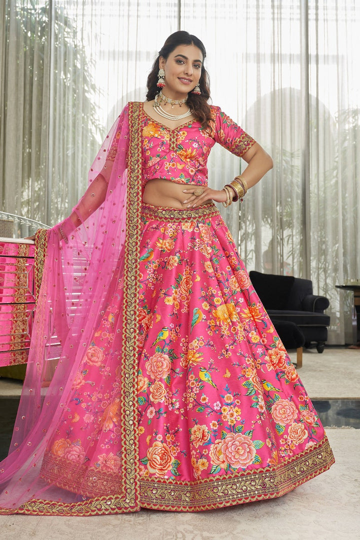 Designer Art Silk lehenga choli with Zari and Sequence Embroidery Work for woman party wear lehenga choli with dupatta for girls and woman  - INSPIRED