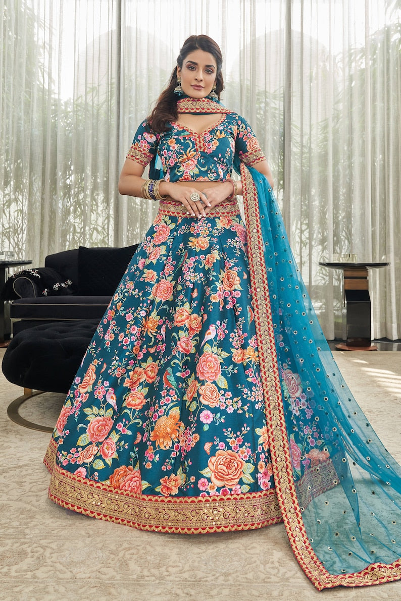 Designer Art Silk lehenga choli with Zari and Sequence Embroidery Work for woman party wear lehenga choli with dupatta for girls and woman  - INSPIRED