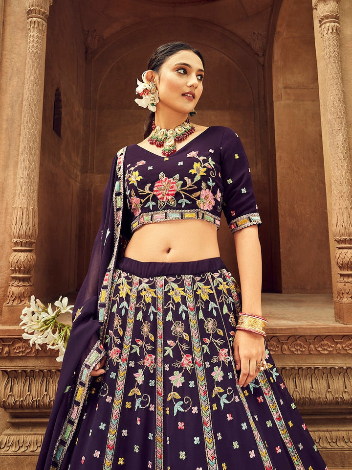 sabyasachi designer purple lehenga choli for women with heavy sequence embroidery work for wedding or party wear, lehenga choli for wedding  - INSPIRED