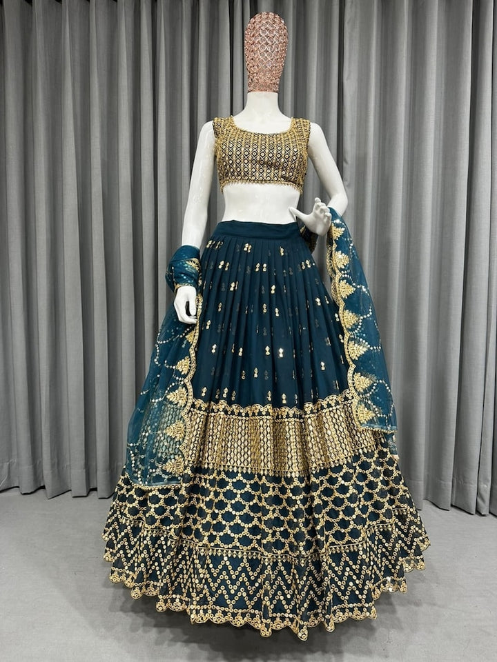 Designer blue Lehenga with designer embroidery blouse & embroidered dupatta , indian bollywood style ethnic lehenga choli set for woman  - INSPIRED