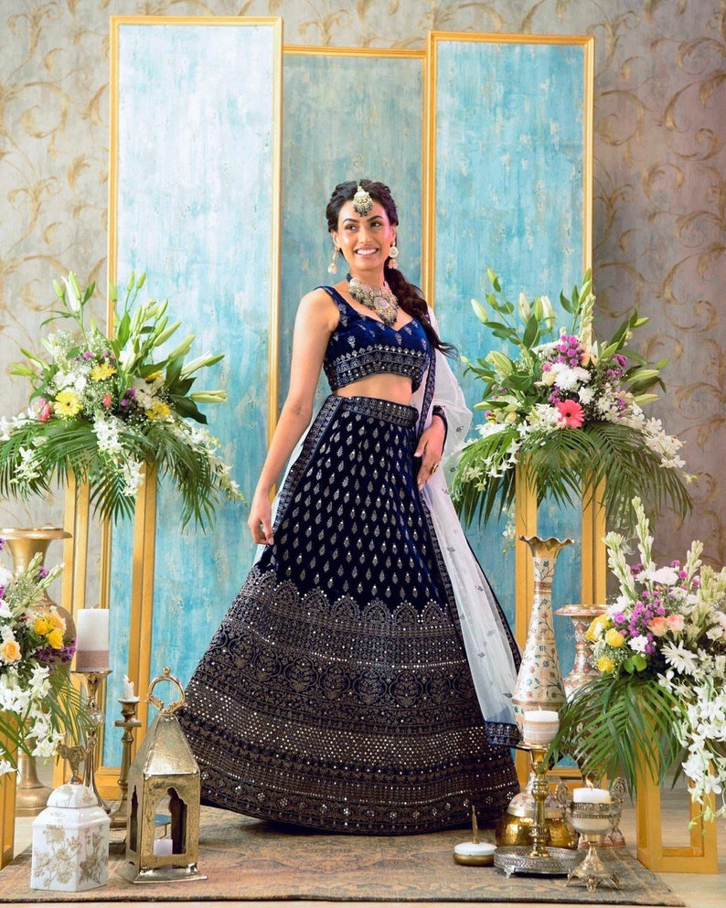 Blue Designer lehnga Choli with Embroidery work party wear lehenga, bollywood style for indian women and girls in wedding wear  - INSPIRED