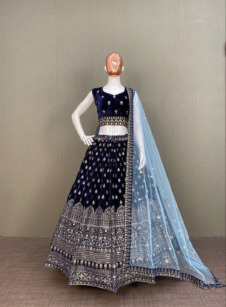 Blue Designer lehnga Choli with Embroidery work party wear lehenga, bollywood style for indian women and girls in wedding wear  - INSPIRED