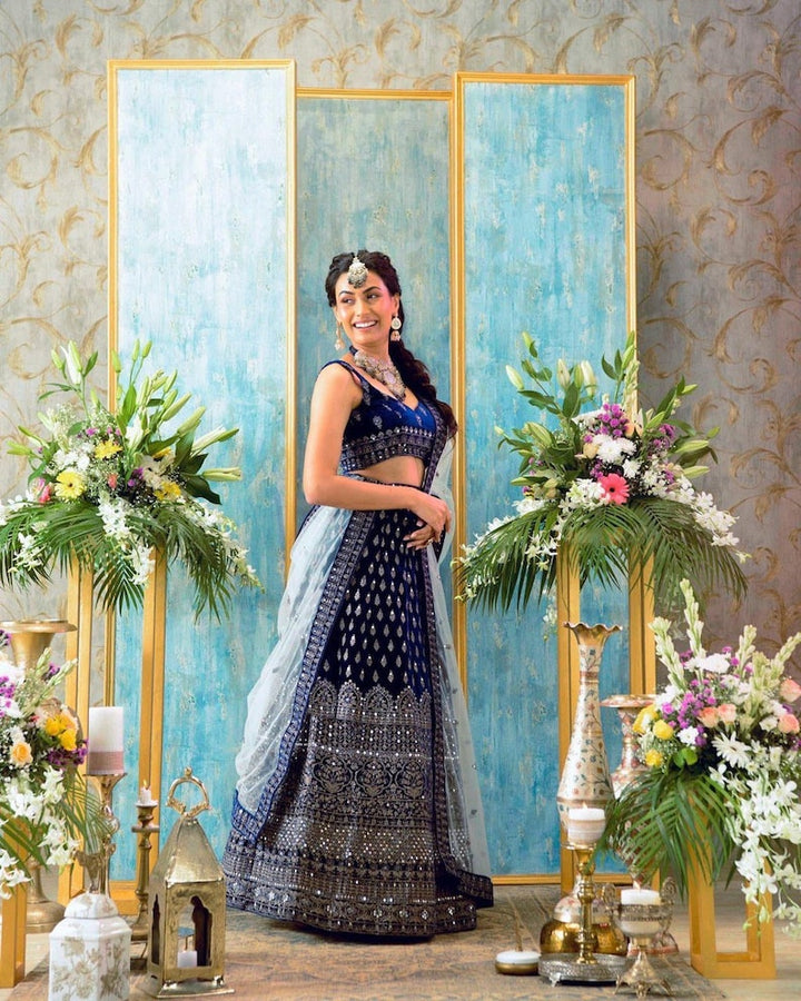 Blue Designer lehnga Choli with Embroidery work party wear lehenga, bollywood style for indian women and girls in wedding wear  - INSPIRED