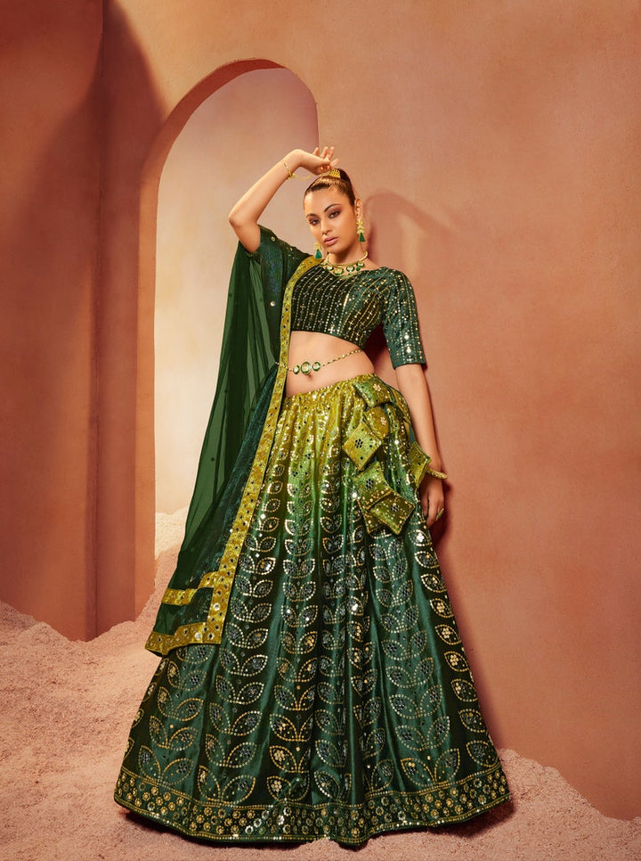 Sabyasachi Designer Lehenga Choli With Real Mirror Embroidery Sequence Work Wedding wear Lehenga Choli Party Wear Lehenga Choli For Women  - INSPIRED