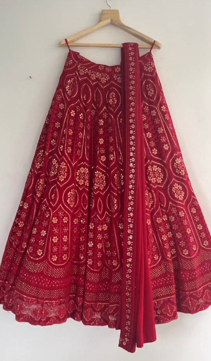 Sabyasachi Designer Red Lehenga Choli With Embroidery Work With Dupatta Wedding Lehenga Choli Party Wear Lehenga Choli for girl bridesmaid  - INSPIRED