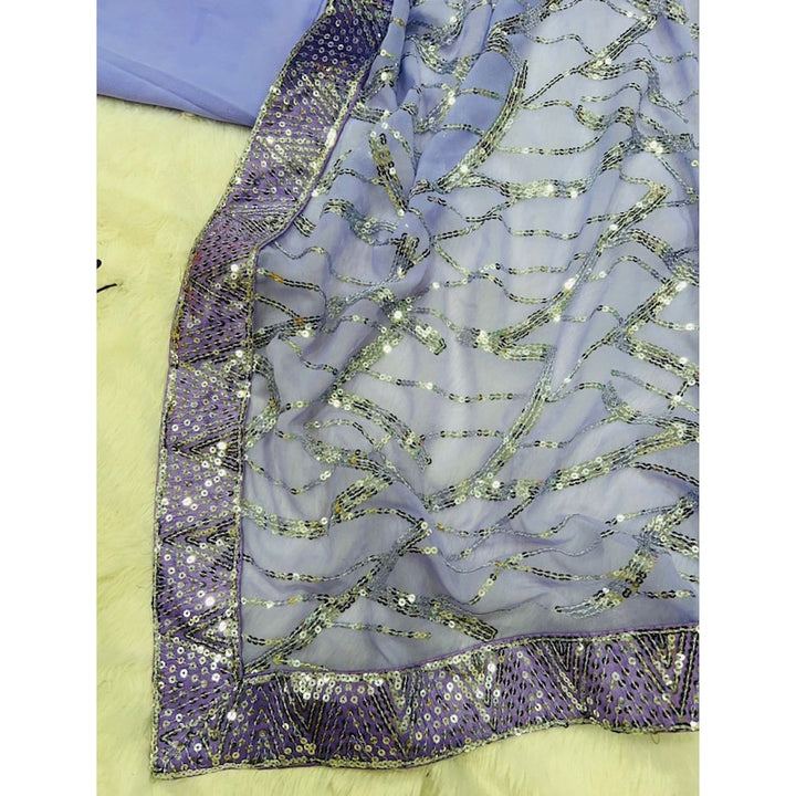 Lavender Sequins Party Wear Saree For Women, Indian Wedding Reception Cocktail Saree, Ready To Wear Pre Stitched Saree  - INSPIRED