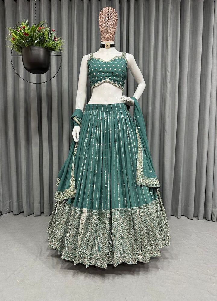 Designer lehenga choli for women with Chain embroidery work for wedding or party wear, lehenga choli with dupatta for girls indian  - INSPIRED