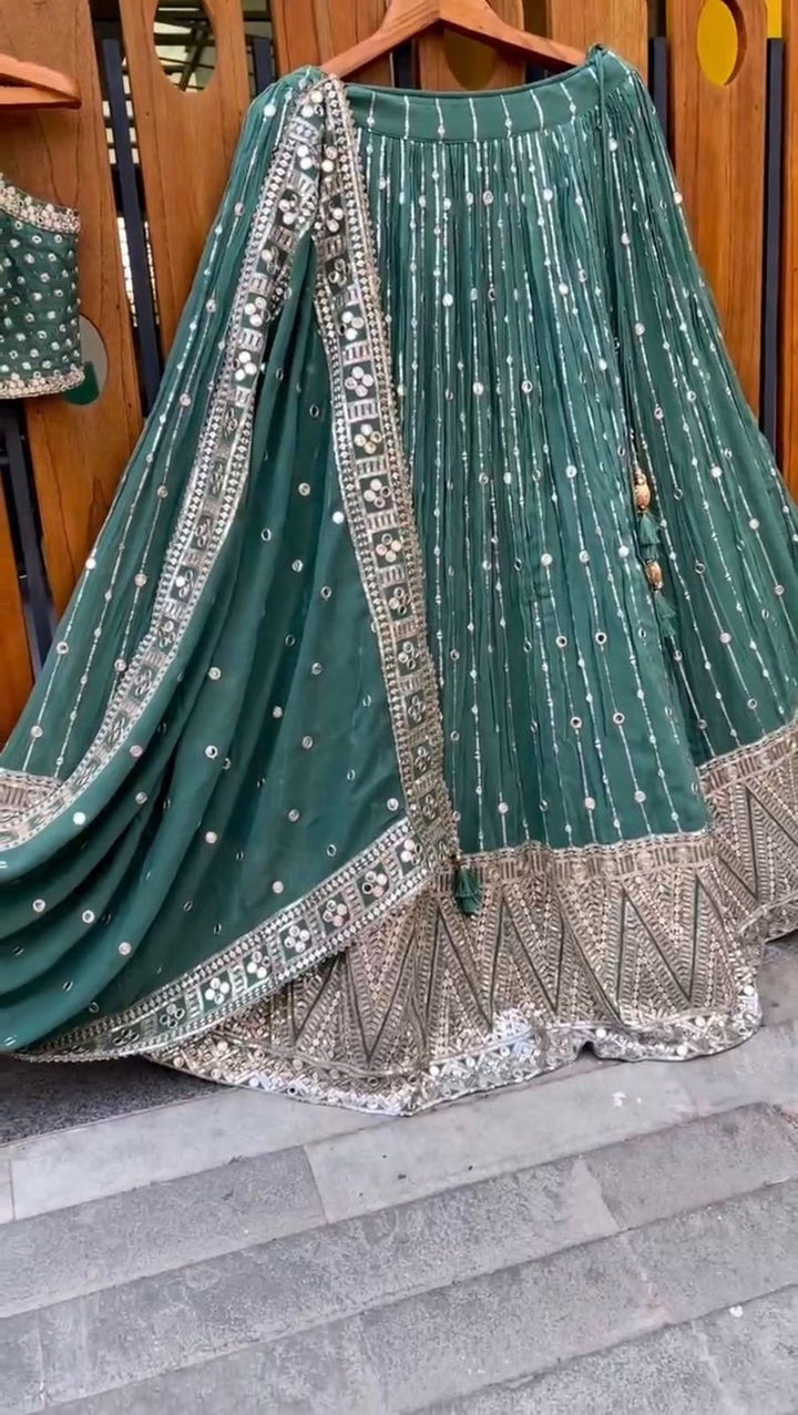 Designer lehenga choli for women with Chain embroidery work for wedding or party wear, lehenga choli with dupatta for girls indian  - INSPIRED