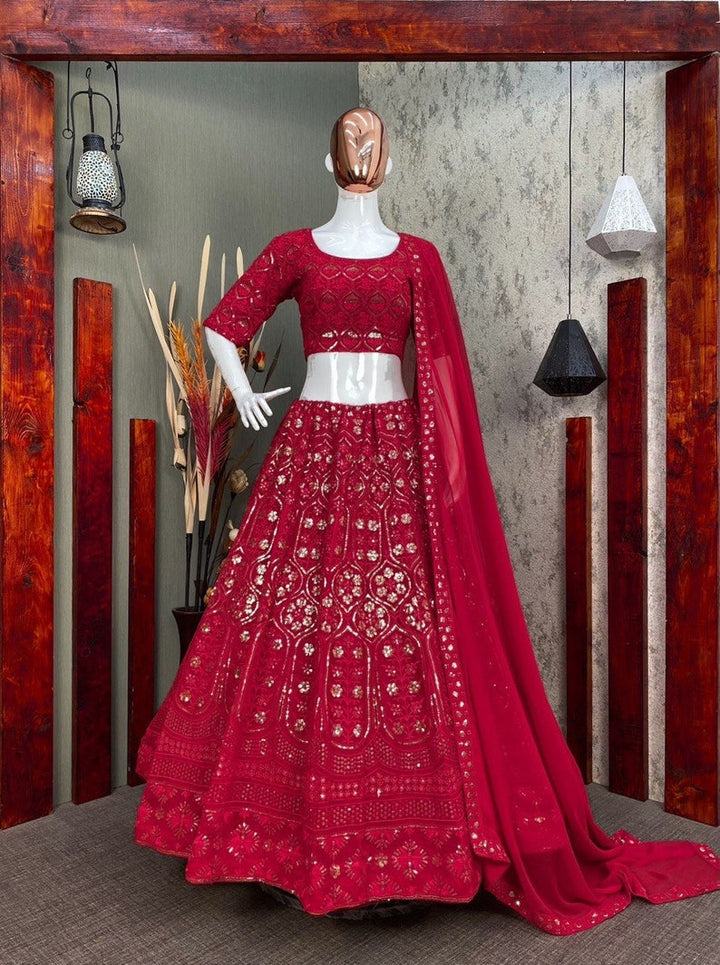 Sabyasachi Designer Red Lehenga Choli With Embroidery Work With Dupatta Wedding Lehenga Choli Party Wear Lehenga Choli for girl bridesmaid  - INSPIRED