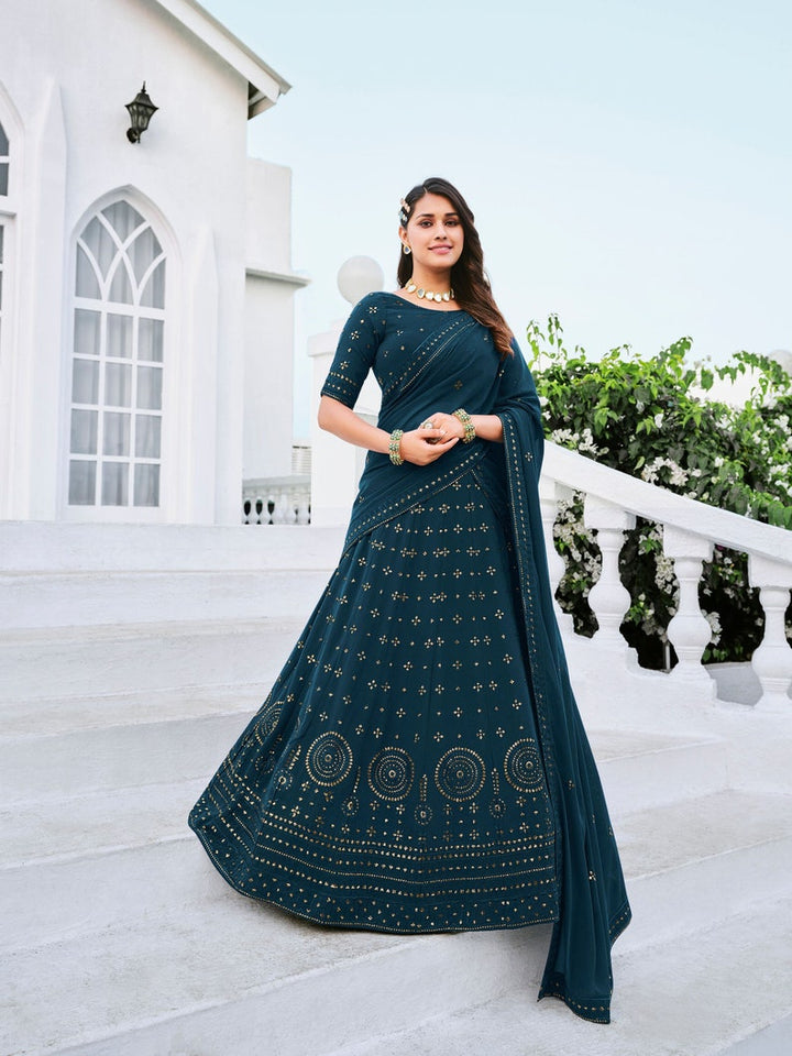 Sabyasachi Designer Blue Lehenga Choli Embellished With Sequence Embroidery Work Wedding Lehenga Choli Party Wear Lehenga Choli for girls  - INSPIRED