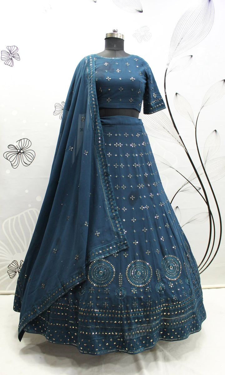 Sabyasachi Designer Blue Lehenga Choli Embellished With Sequence Embroidery Work Wedding Lehenga Choli Party Wear Lehenga Choli for girls  - INSPIRED