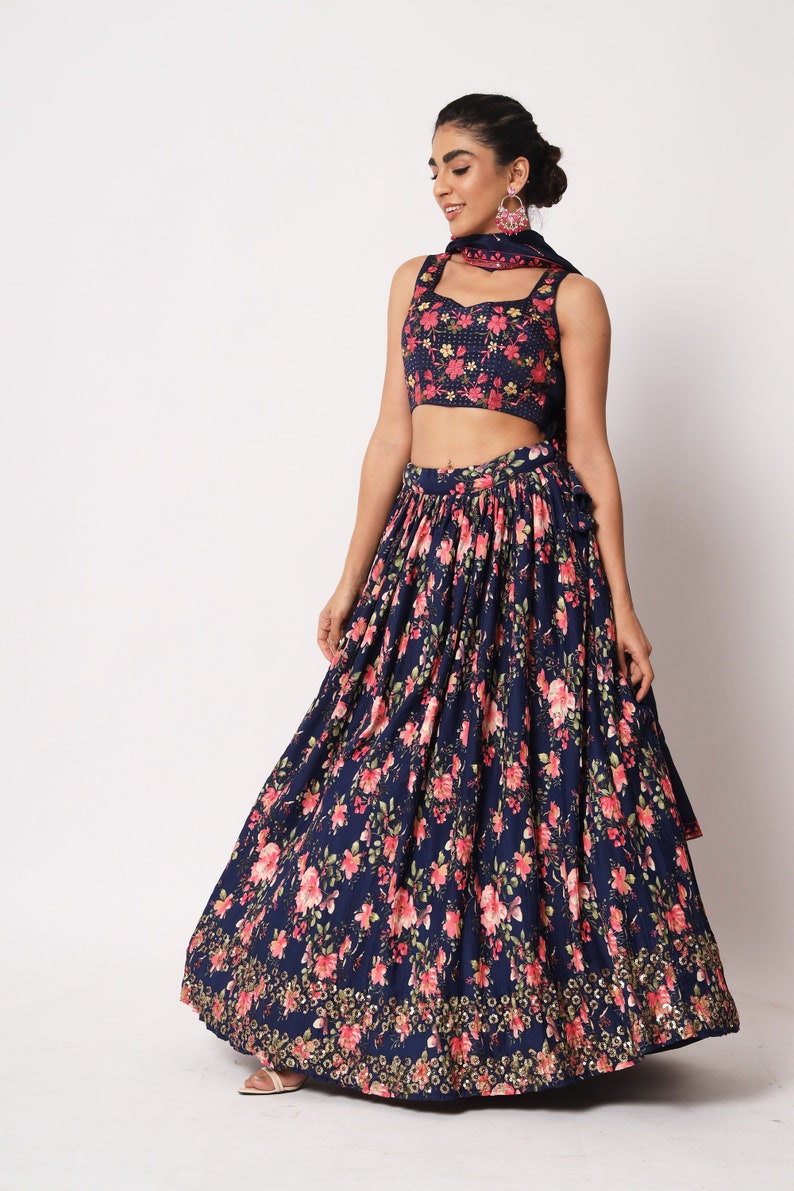 Designer Printed sequins embroidered Work Lehenga Choli With Dupatta Wedding Lehenga Choli Party Wear Lehenga Choli for girls indian  - INSPIRED