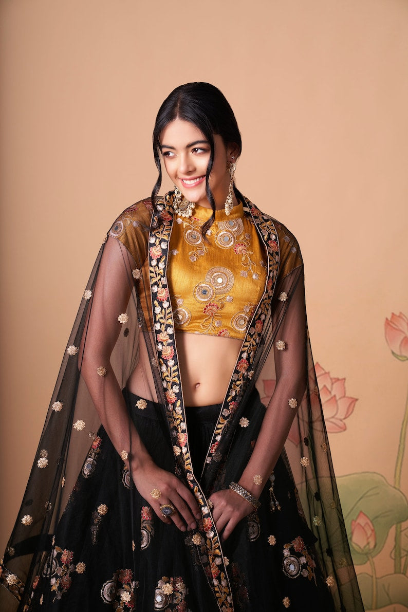 Designer Indian Lehenga Choli with intricate sequins embroidery work for weddings