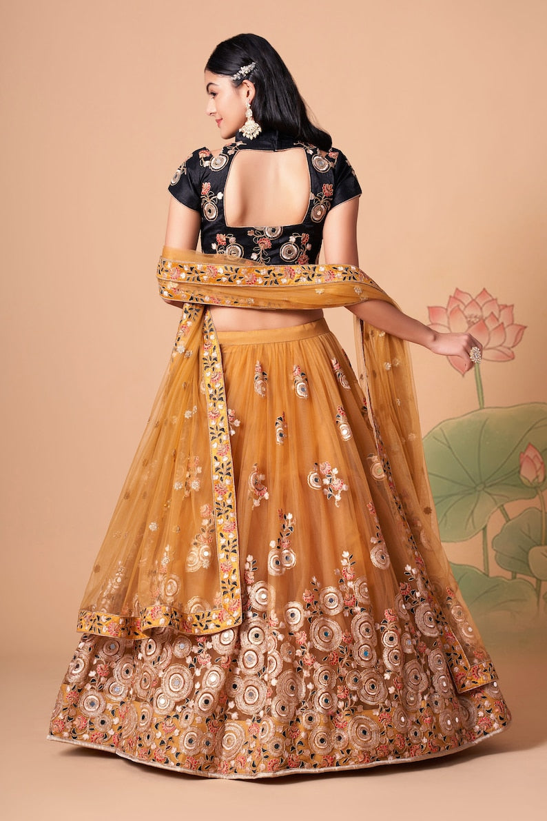 Exquisite Designer Indian Lehenga Choli with Sequins Embroidery - Perfect for Wedding and Party Wear for Girls