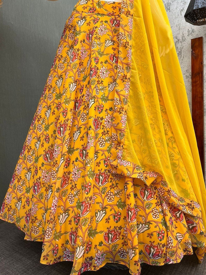 Bollywood Yellow designer Lehenga with thread sequins Work Blouse & dupatta bollywood indian lehnga choli readymade for woman wedding wear  - INSPIRED