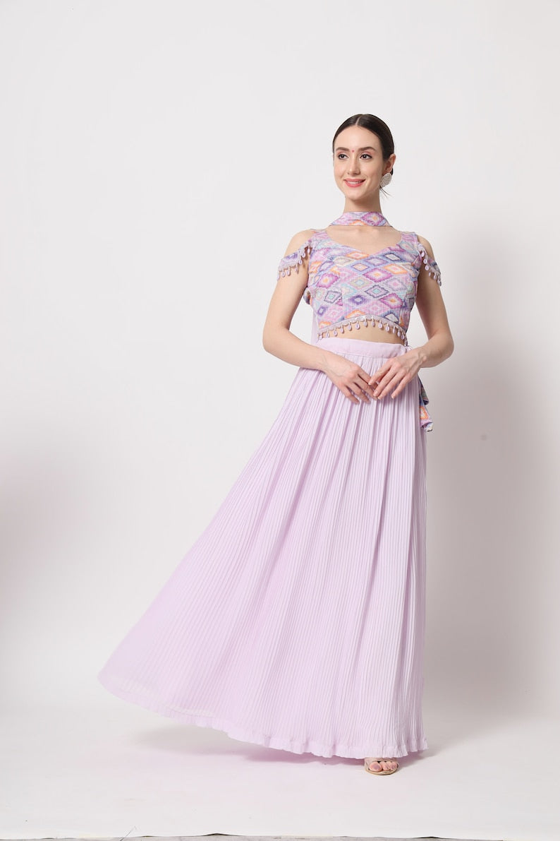 Designer Lehenga  Choli Embellished With Print With Embroidery Work Wedding Lehenga Choli Party Wear Lehenga Choli for girls indian wedding  - INSPIRED