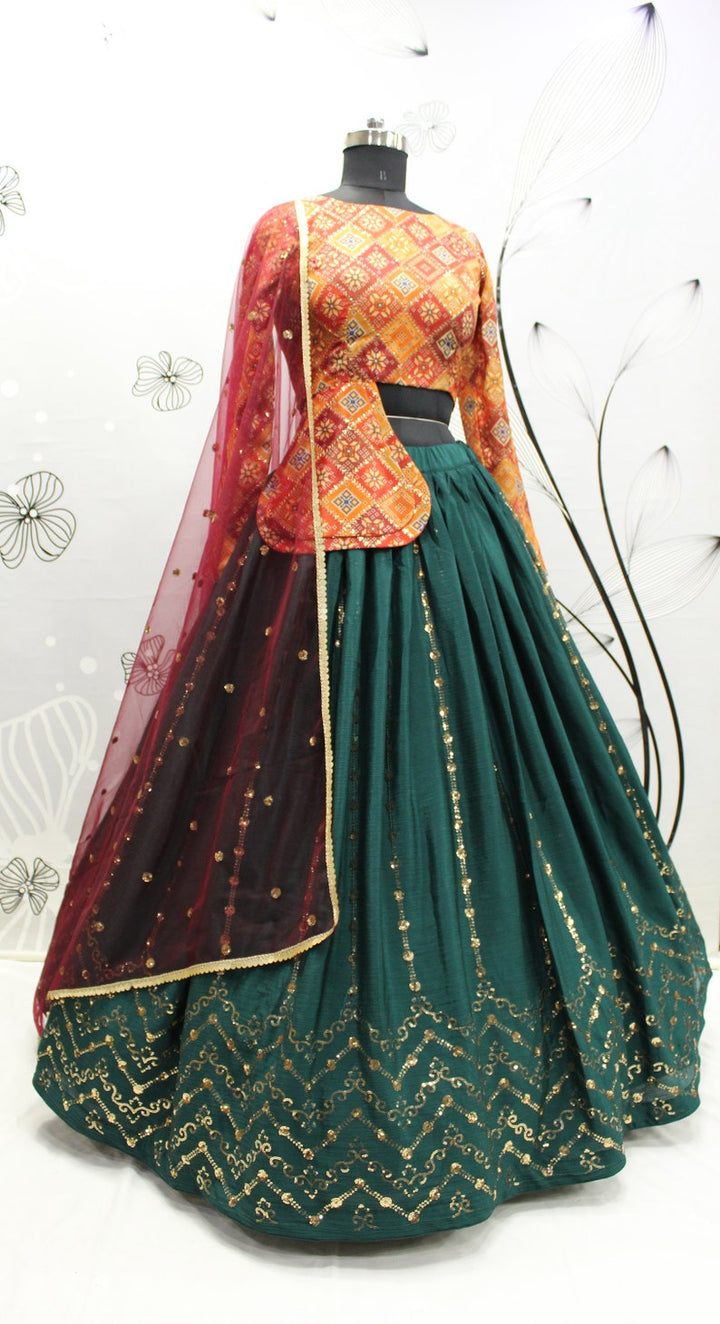 Sabyasachi Designer Lehenga Choli Sequins Work ,Choli with Print Embroidery Work Wedding Party Wear Lehenga Choli Girl indian woman wear  - INSPIRED