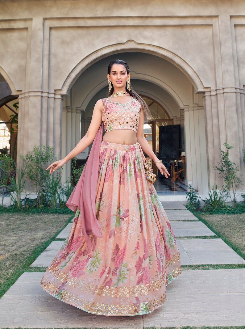 Sabyasachi Designer Lehenga Choli Print With Sequins Embroidered & Mirror Work Wedding Lehenga Choli Party Wear Lehenga Choli girl wedding  - INSPIRED