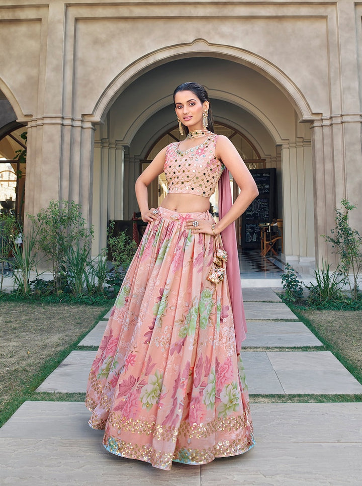 Sabyasachi Designer Lehenga Choli Print With Sequins Embroidered & Mirror Work Wedding Lehenga Choli Party Wear Lehenga Choli girl wedding  - INSPIRED