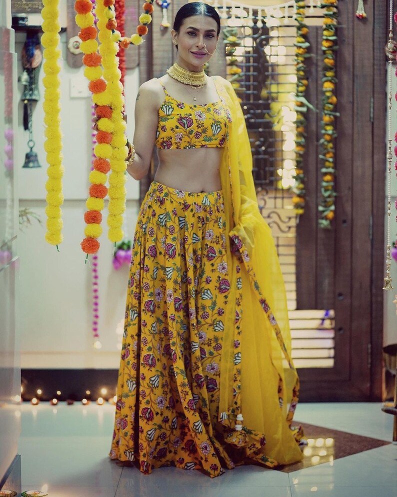 Bollywood Yellow designer Lehenga with thread sequins Work Blouse & dupatta bollywood indian lehnga choli readymade for woman wedding wear  - INSPIRED