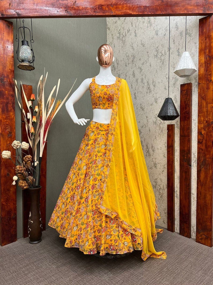 Bollywood Yellow designer Lehenga with thread sequins Work Blouse & dupatta bollywood indian lehnga choli readymade for woman wedding wear  - INSPIRED