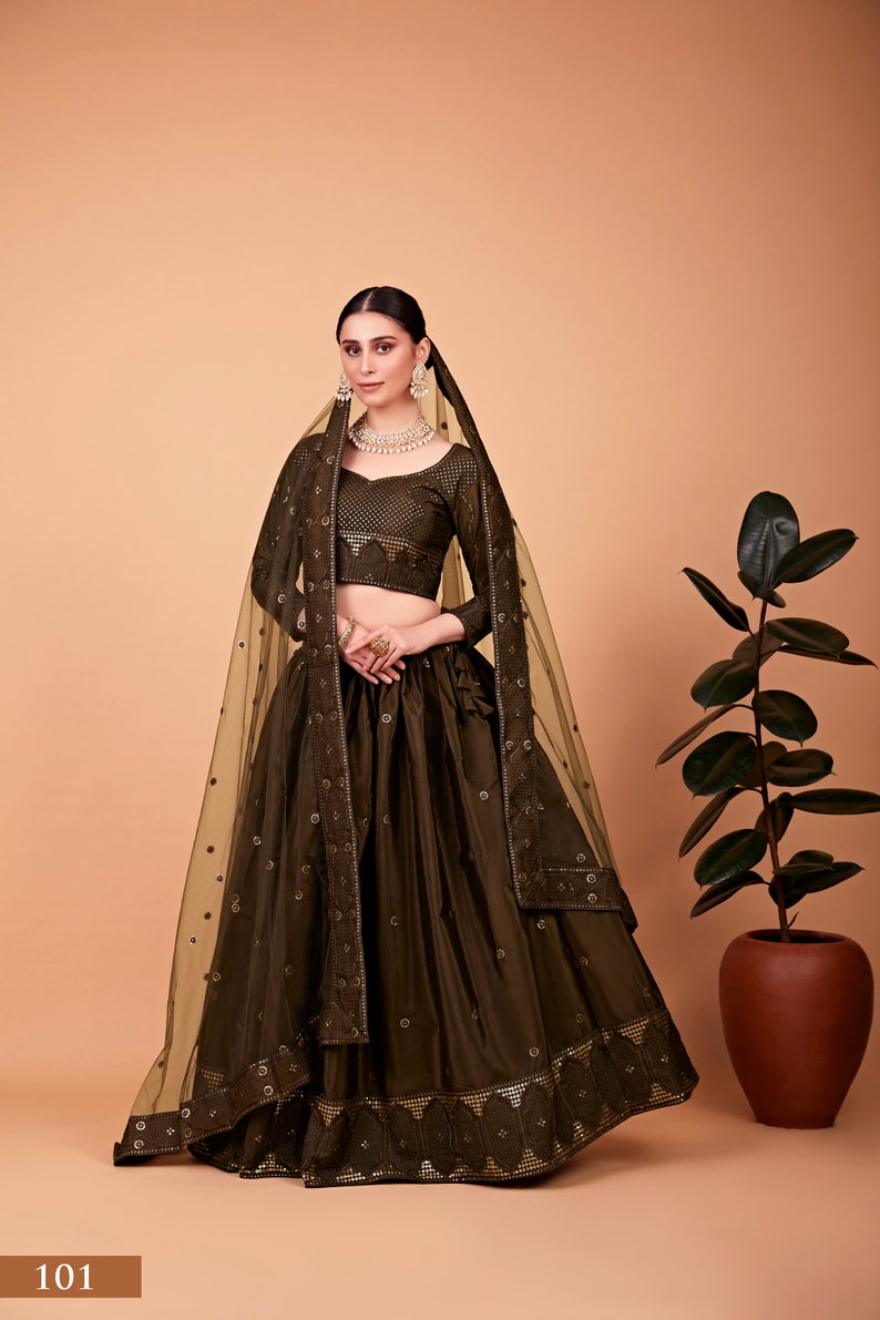 Sabyasachi Designer Mehndi Lehenga Choli With Thread sequence embroidery work Wedding Lehenga Choli Party Wear Lehenga Choli for girl indian  - INSPIRED